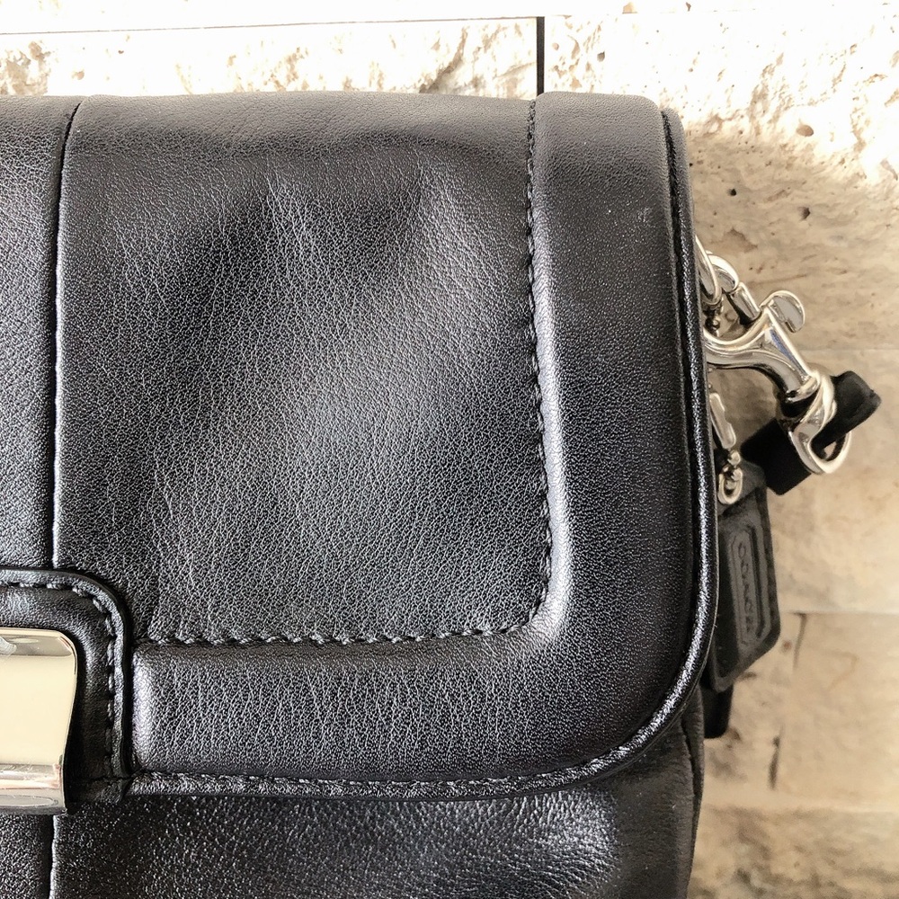 Coach black leather crossbody bag purse silver hardware wallet women’s - Picture 15 of 17